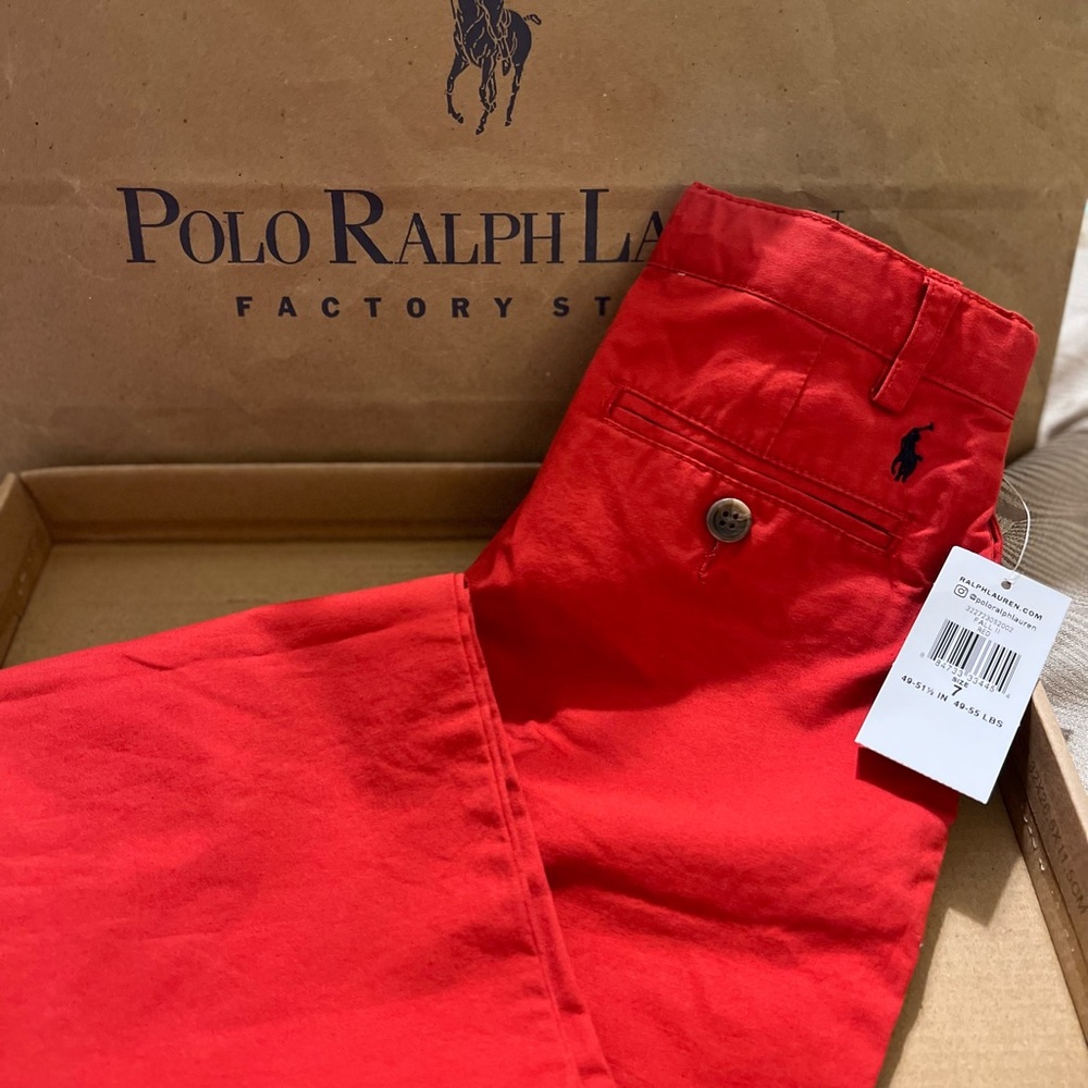 Polo Ralph boys fall red chino pants. Size 7 brand new with tags.